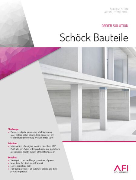 Schöck Bauteile Relies on Solution for Customer Orders