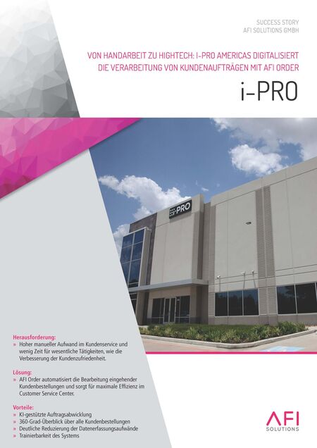 i-PRO Americas automatisiert Kundenaufträge mit AFI Order