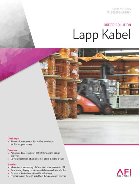 Lapp Kabel Relies on Solution for Customer Orders