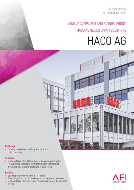 Legally Compliant and Future-Proof: HACO AG Relies on AFI Solutions