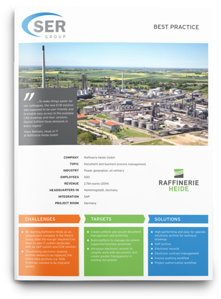 Raffinerie Heide GmbH : Gestion des processus métier et des documents