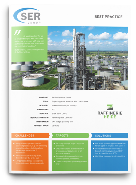 Raffinerie Heide : Workflow d’approbation de projets avec Doxis BPM
