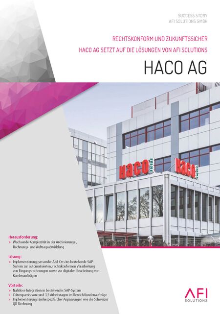 Rechtskonform und zukunftssicher: HACO setzt auf AFI Solutions