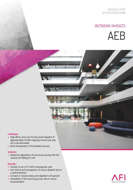 Electronic sending of outgoing invoices and cost savings of 80%