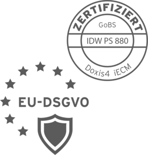 Sie bewahren damit alle Dokumenteund Daten nachweisbar EU-DSGVO-konform und revisionssicher auf – Doxis4 ist dafür zertifiziert.