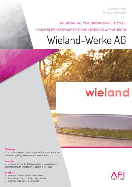 Wieland-Werke Saves 80 Workdays per Year