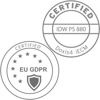 . All of your documents, associated processes and data are transparently stored in compliance with EU GDPR and audit requirements — Doxis4 is certified as meeting these standards