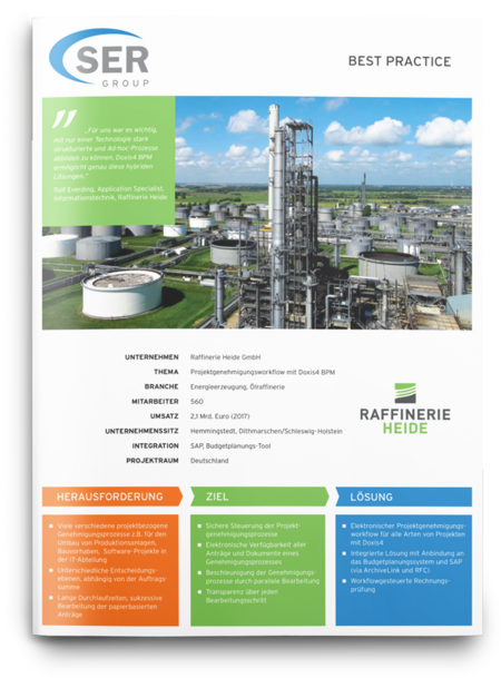 Raffinerie Heide: Projekt­genehmigungs­workflow mit Doxis BPM