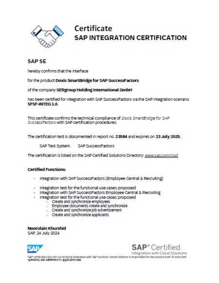 Doxis SmartBridge for SAP SuccessFactors