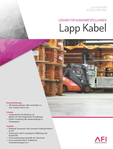 Lapp Kabel setzt auf Lösung für Kundenbestellungen